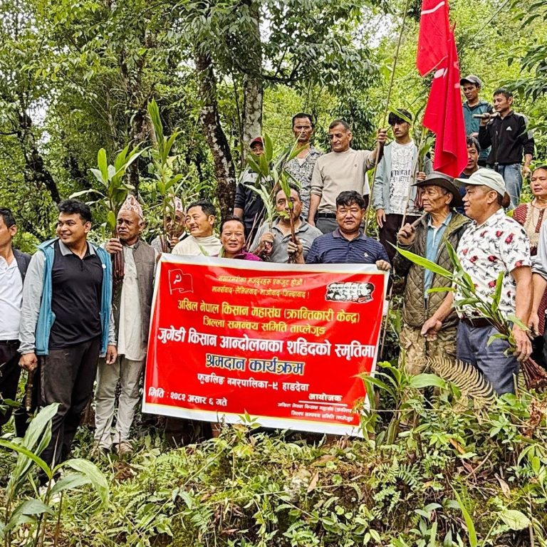 किसान सहिद दिवसमा श्रमदानमार्फत अलैँची रोपियो